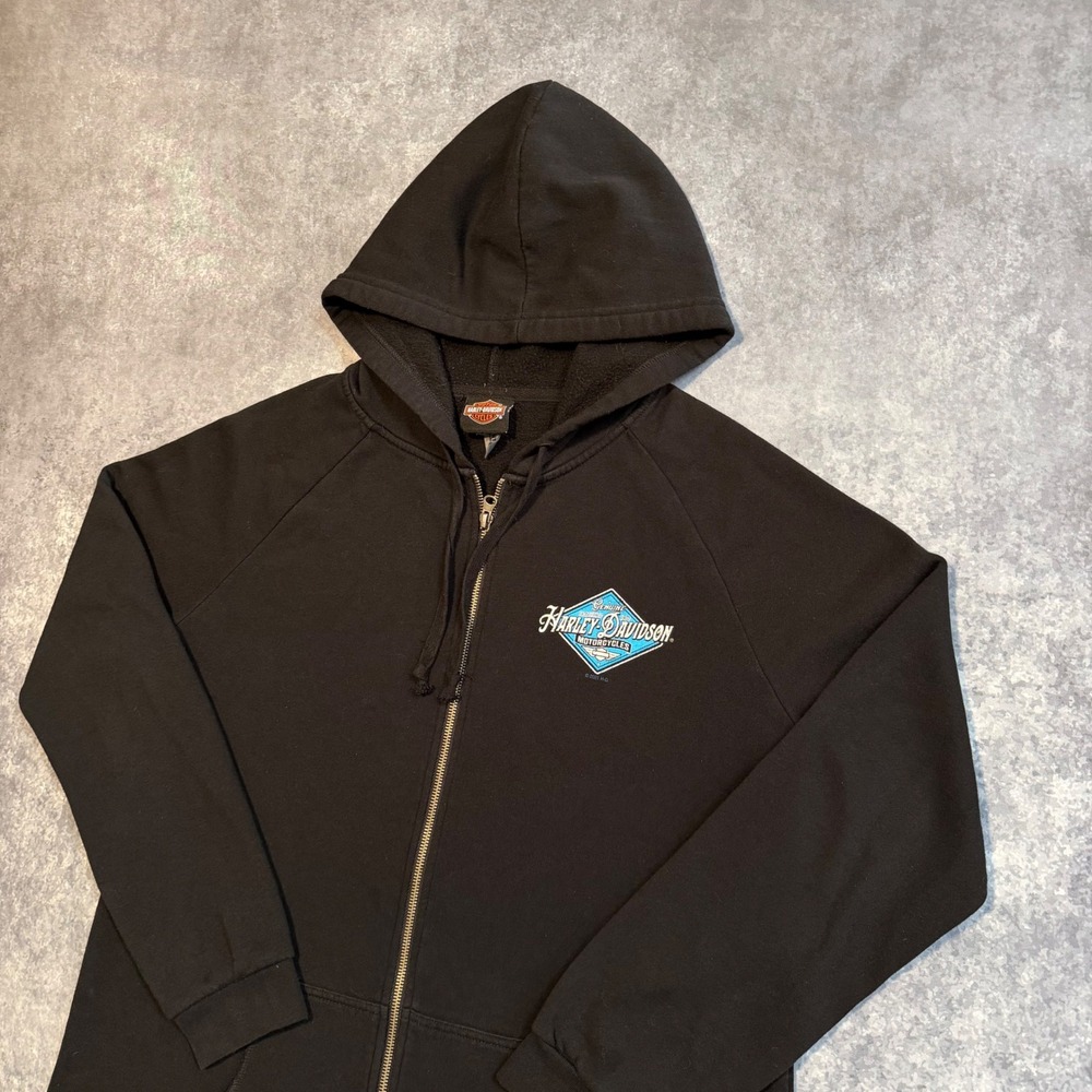 Harley Davidson Womens XL Full Zip Hoodie Black Indywest Plainfield IN - Picture 3 of 8